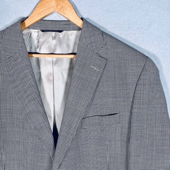 Jack Victor Blazer Mens 46R Gray Wool Union Made Houndstooth Jacket - Picture 5 of 15